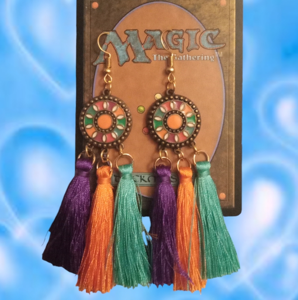 Orange boho earrings